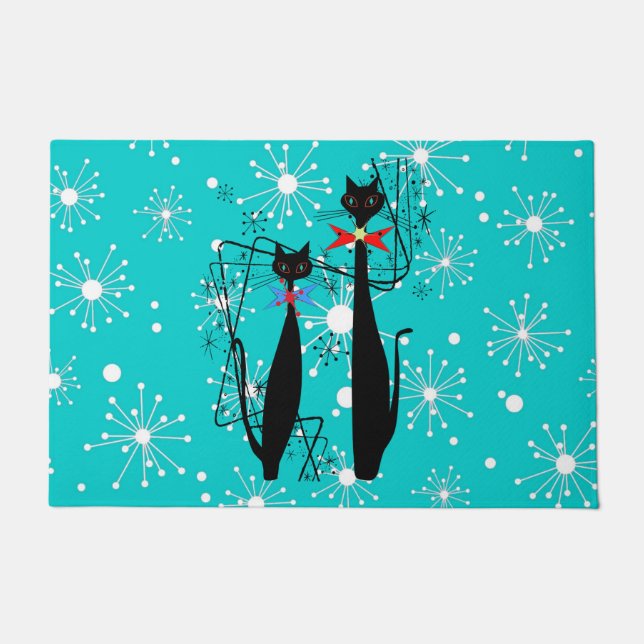Retro Mid Century Modern Cool Cat  Doormat (Front)