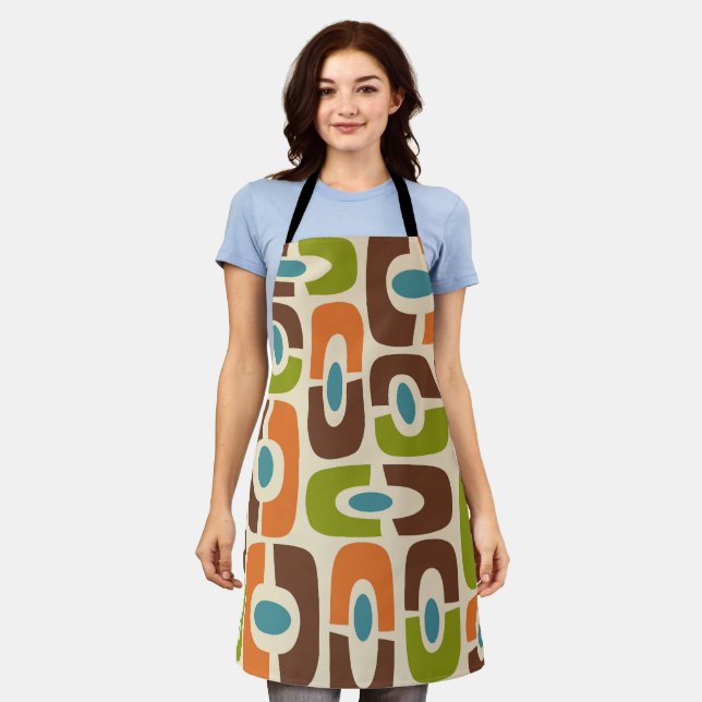 Retro Mid Century Modern Cosmic Abstract Pattern Apron (Worn)