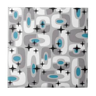 Retro Mid Century Modern Cosmic Abstract Pattern Ceramic Tile