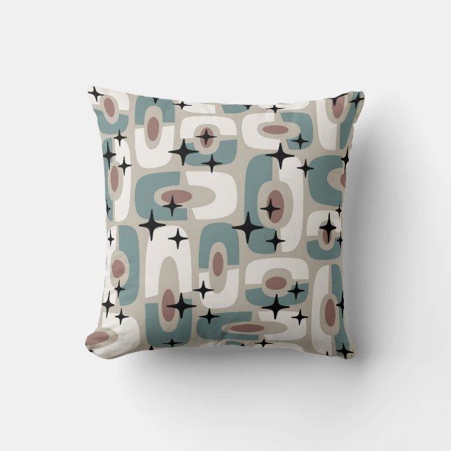Retro Mid Century Modern Cosmic Abstract Pattern Cushion (Front)
