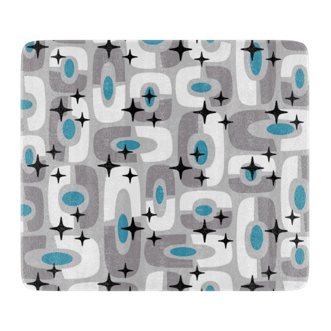 Retro Mid Century Modern Cosmic Abstract Pattern Cutting Board (Front)