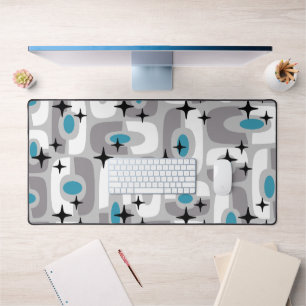 Retro Mid Century Modern Cosmic Abstract Pattern Desk Mat