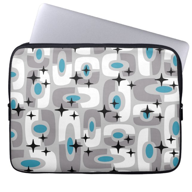 Retro Mid Century Modern Cosmic Abstract Pattern Laptop Sleeve (Front)