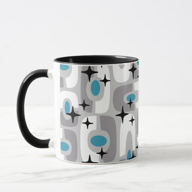 Retro Mid Century Modern Cosmic Abstract Pattern Mug (Left)