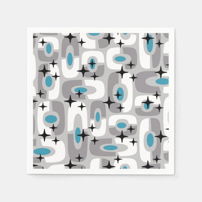 Retro Mid Century Modern Cosmic Abstract Pattern Napkin (Front)