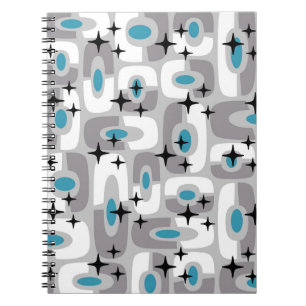 Retro Mid Century Modern Cosmic Abstract Pattern Notebook