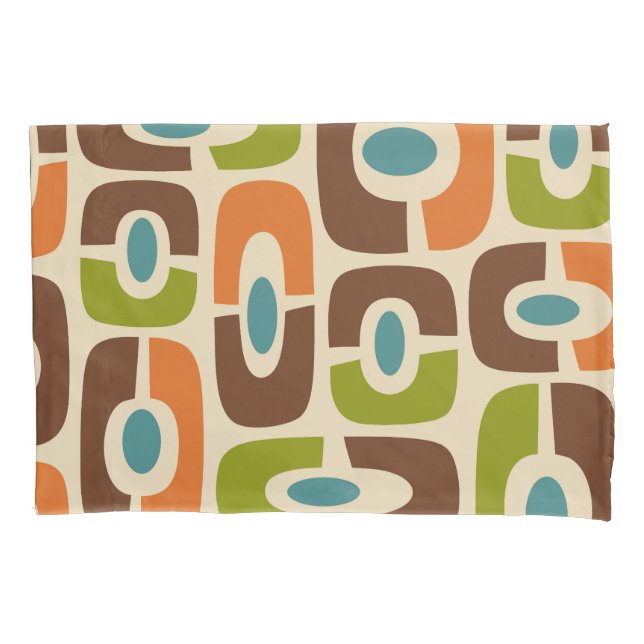 Retro Mid Century Modern Cosmic Abstract Pattern Pillowcase (Front-Left)