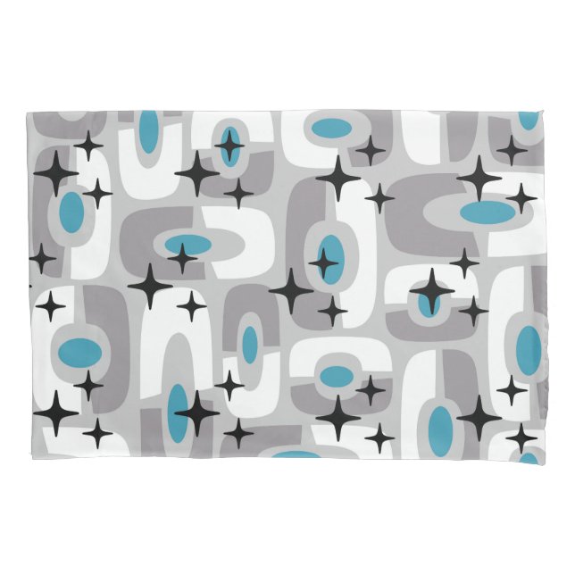Retro Mid Century Modern Cosmic Abstract Pattern Pillowcase (Front-Left)