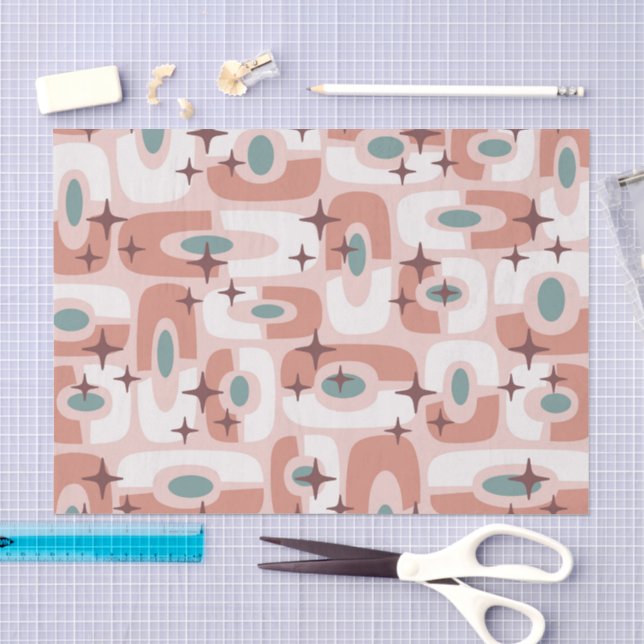 Retro Mid Century Modern Cosmic Abstract Pattern Tissue Paper (Craft)