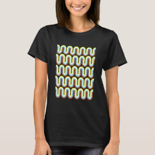 Retro Mid Century Modern Curvy Lines Pattern Olive T-Shirt