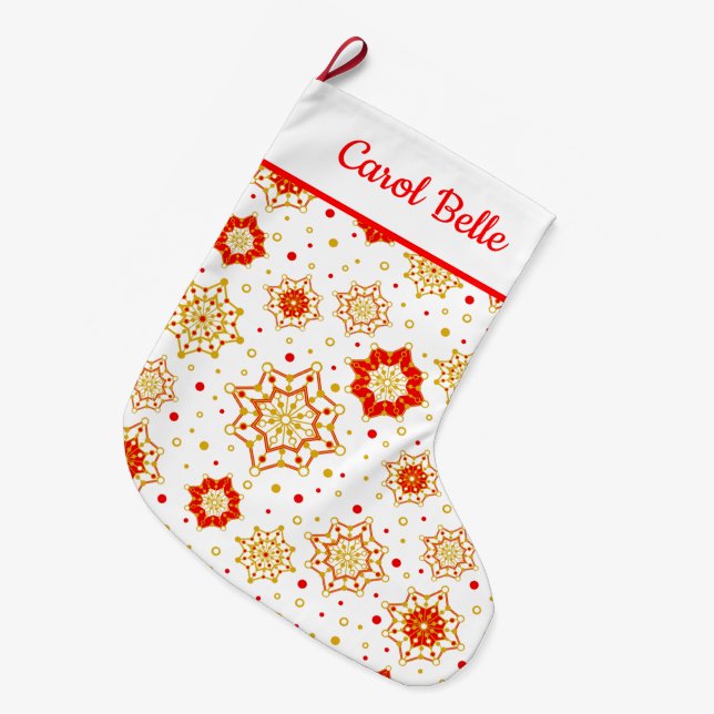 Retro Mid-Century Modern Design Large Christmas Stocking (Front (Hanging))