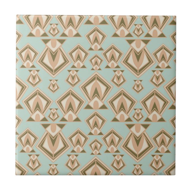 Retro Mid Century Modern Diamond  Ceramic Tile (Front)