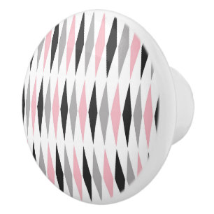 Retro Mid Century Modern Diamond Pattern Ceramic Knob