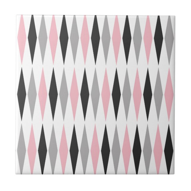 Retro Mid Century Modern Diamond Pattern Ceramic Tile (Front)