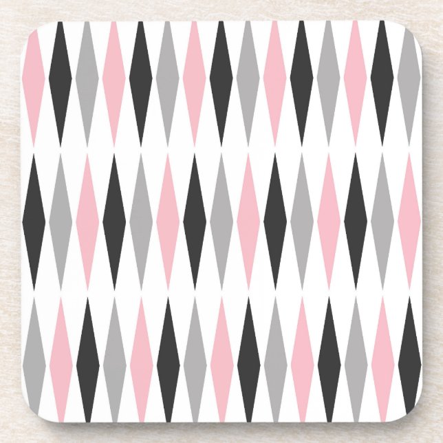 Retro Mid Century Modern Diamond Pattern Coaster (Front)