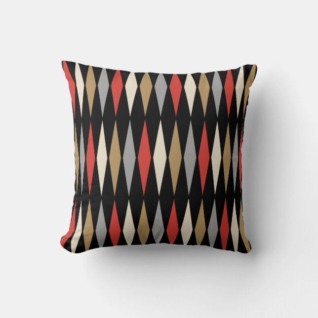 Retro Mid Century Modern Diamond Pattern Cushion (Front)