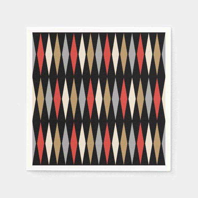 Retro Mid Century Modern Diamond Pattern Napkin (Front)