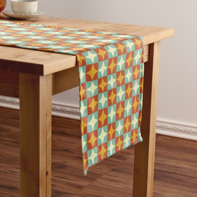 Retro Mid Century Modern Diamond Pattern  Short Table Runner (In Situ)