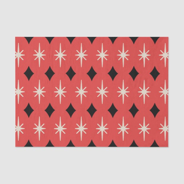 Retro Mid Century Modern Diamond Pattern Tissue Paper (Front)