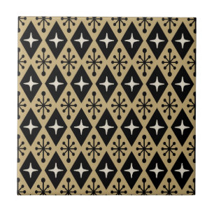 Retro Mid Century Modern Diamond Starburst Pattern Ceramic Tile