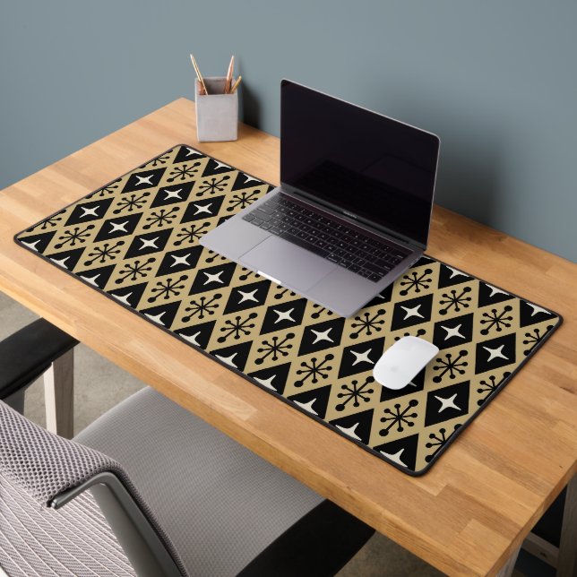 Retro Mid Century Modern Diamond Starburst Pattern Desk Mat (Office 2)