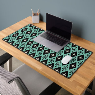 Retro Mid Century Modern Diamond Starburst Pattern Desk Mat