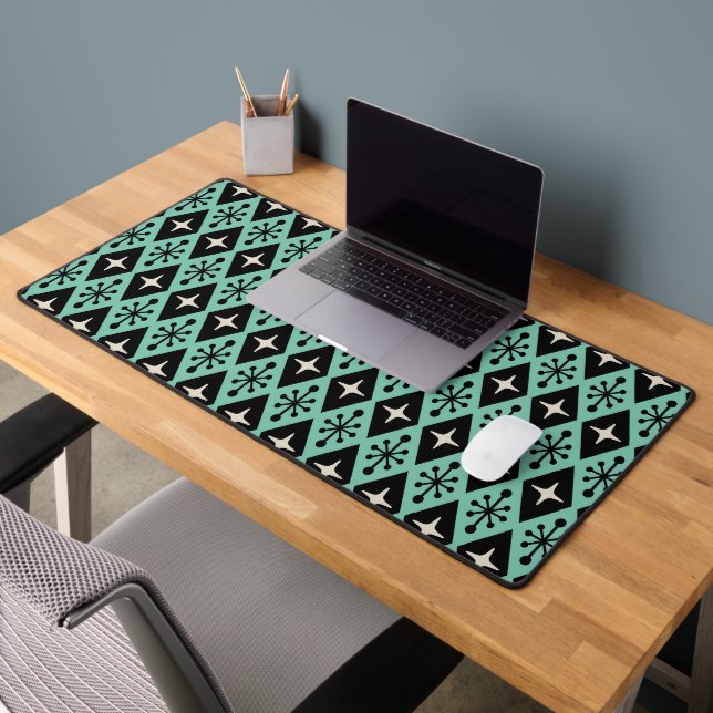Retro Mid Century Modern Diamond Starburst Pattern Desk Mat (Office 2)