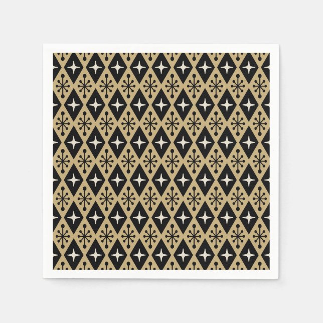 Retro Mid Century Modern Diamond Starburst Pattern Napkin (Front)