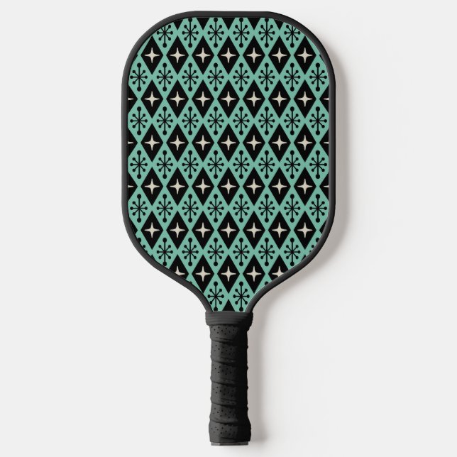 Retro Mid Century Modern Diamond Starburst Pattern Pickleball Paddle (Front)