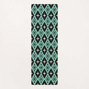 Retro Mid Century Modern Diamond Starburst Pattern Yoga Mat