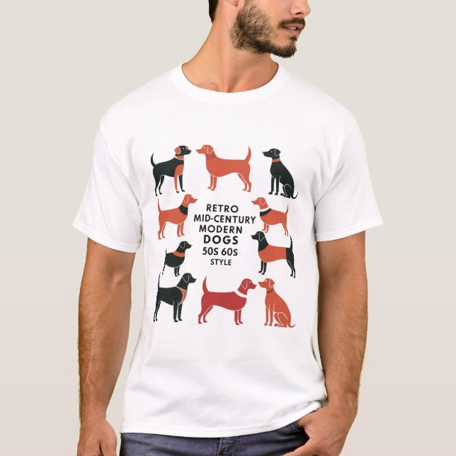 Retro Mid-Century Modern Dogs 50s 60s Style abstra T-Shirt (Front)