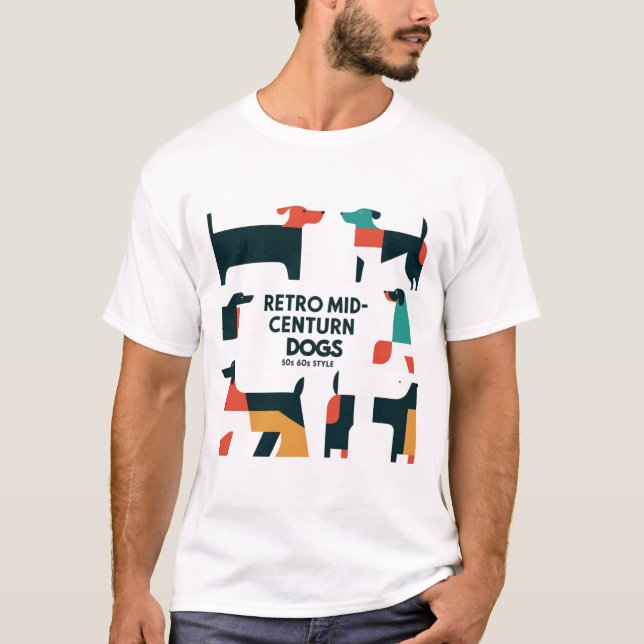 Retro Mid-Century Modern Dogs 50s 60s Style abstra T-Shirt (Front)