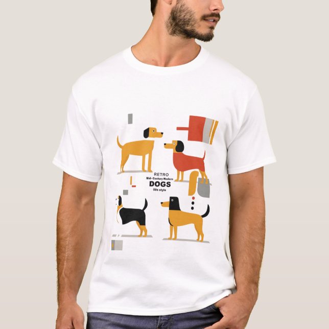 Retro Mid-Century Modern Dogs 50s 60s  T-Shirt (Front)
