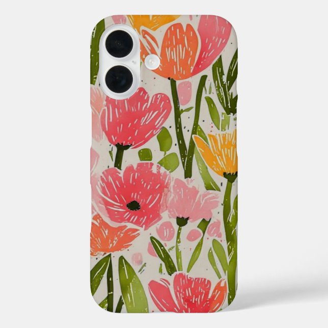 Retro Mid Century Modern Floral Design Case-Mate iPhone Case (Back)