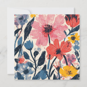 Retro Mid Century Modern Floral Design Invitation