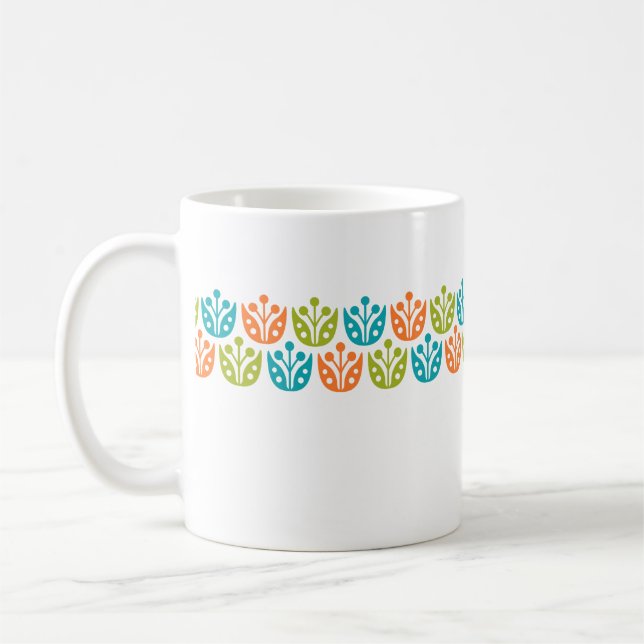 Retro Mid Century Modern Floral Pattern Coffee Mug (Left)