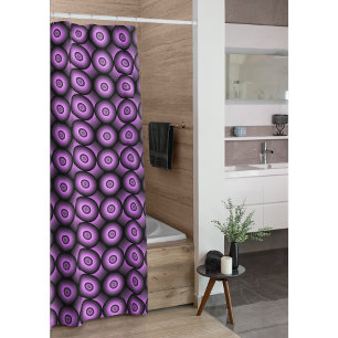 Retro mid century modern geometric circles shower curtain