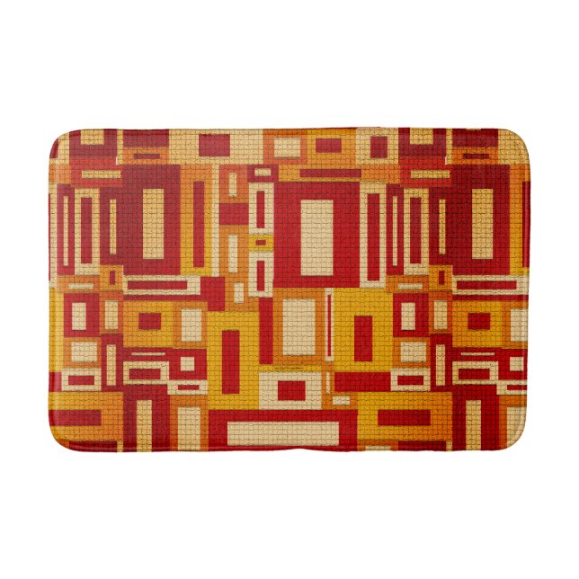 Retro Mid Century Modern Geometrics Bath Mat (Front)