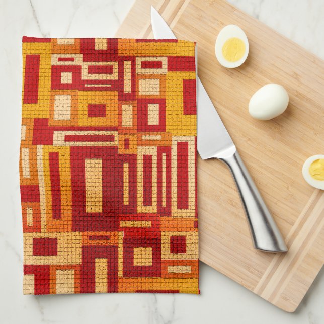Retro Mid Century Modern Geometrics Kitchen Towel (Quarter Fold)
