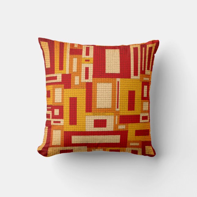 Retro Mid Century Modern Geometrics Throw Pillow (Front)