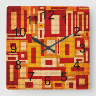 Retro Mid Century Modern Geometrics Wall Clock