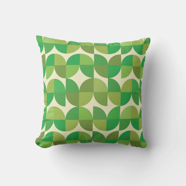 Retro Mid century Modern Green Geometric pattern  Cushion (Front)