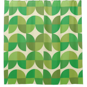Retro Mid century Modern Green Geometric pattern  Shower Curtain