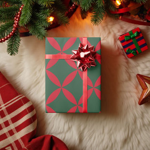 Retro Mid Century Modern Holiday Geometric Floral  Wrapping Paper