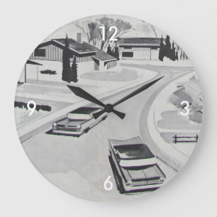 Retro Mid-Century Modern Large Clock