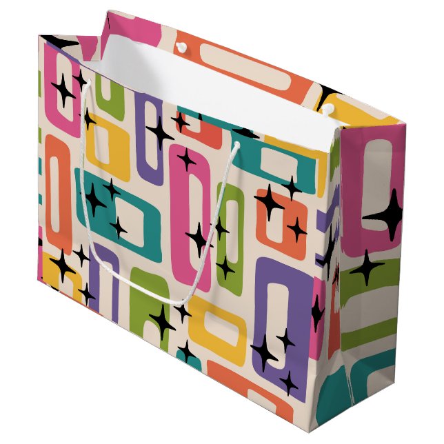 Retro Mid Century Modern Large Gift Bag (Front Angled)