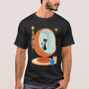 Retro Mid Century Modern MCM Christmas Cat T-Shirt