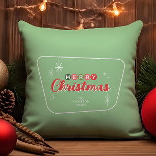 Retro Mid-Century Modern Merry Christmas Cushion
