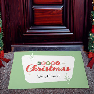 Retro Mid-Century Modern Merry Christmas Doormat
