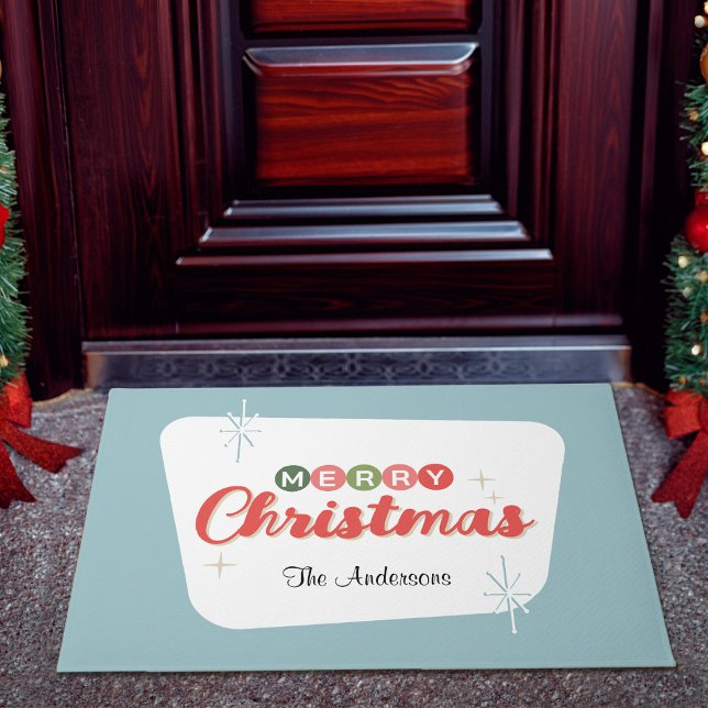Retro Mid-Century Modern Merry Christmas Doormat (Creator Uploaded)